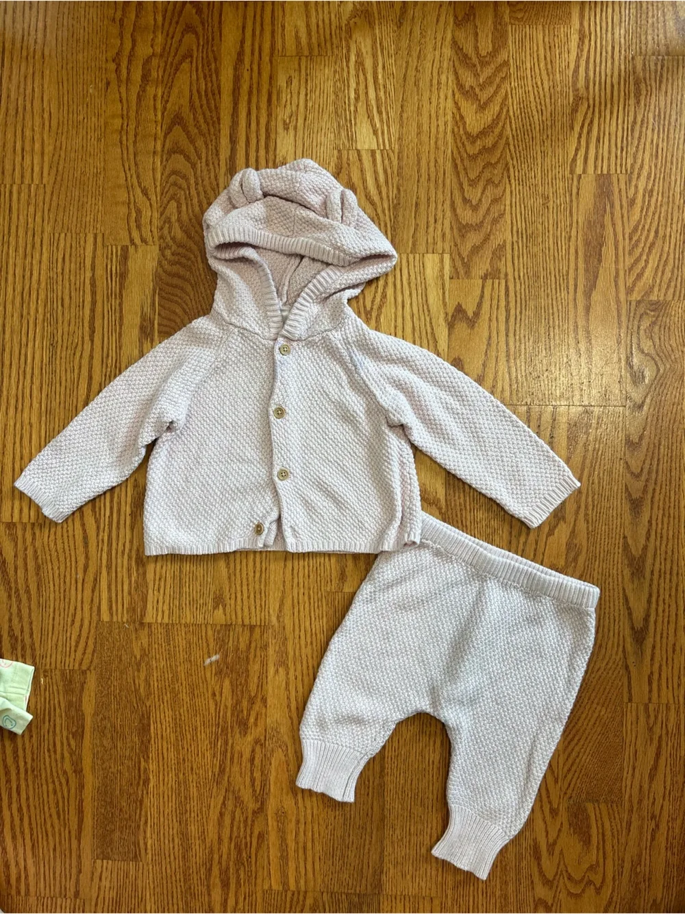Knit Two-Piece Hooded Set in Light Blush 3-6 months modern moments baby girl